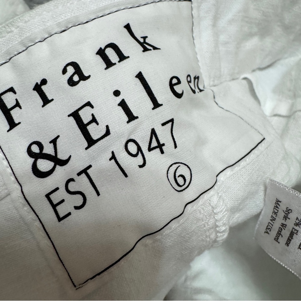 Frank Eileen sz 6 Wexford Linen Cotton Pants Trouser White Wide Leg High Waist - Picture 8 of 13